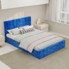 Flieks Polsterbett 140x200cm, Doppelbett mit weicher Kopfteil und hydraulischem Stauraum, Samt, Blau Bild 2