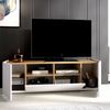 Dmora Vulcano TV-Ständer, niedriges Wohnzimmer-Sideboard, Wohnzimmer-Sideboard für Fernseher, 142 x 35 x 44 cm, Weiß und Asteiche Bild 4