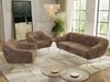 Wohnzimmerset PIRS 1-1-3, Skandinavisches 3-Sitzer Sofa mit Sesseln, Sofa mit Wellenfederung, Buche Füße, Skandinavisches Möbelset - Braun Cord Bild 3