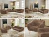 Wohnzimmerset PIRS 1-1-3, Skandinavisches 3-Sitzer Sofa mit Sesseln, Sofa mit Wellenfederung, Buche Füße, Skandinavisches Möbelset - Braun Cord Bild 2