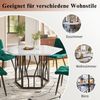 Esstisch-Set 5-teilig mit Marmoroptik & 4 Samtstühlen, 115,5x100x75 cm, Schwarz/Weiß Bild 3