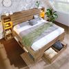 Flieks Holzbett, LED Doppelbett 160×200cm mit Aufladen, Stauraumfächer und Schubladen Bild 2