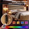 Flieks Holzbett, LED Doppelbett 160×200cm mit Aufladen, Stauraumfächer und Schubladen Bild 4