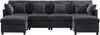 Sofa 278x161x81 cm Grau, modulares Chenille-Sofa mit 2 Hockern, 6 Kissen und U-/L-Form Bild 5