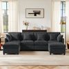 Sofa 278x161x81 cm Grau, modulares Chenille-Sofa mit 2 Hockern, 6 Kissen und U-/L-Form Bild 3