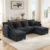 Sofa 278x161x81 cm Grau, modulares Chenille-Sofa mit 2 Hockern, 6 Kissen und U-/L-Form Bild 4