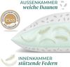 KNERST Daunenkissen 3 Kammer - Luxusqualität, Füllung: 90% Daunen, 10% Federn, Seitenschläfer, Bauchschläfer, Rückenschläfer, Hergestellt in Deutschland, für Allergiker geeignet Bild 2