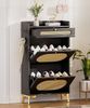 Yorbay Schuhschrank Schmal,Schuhkipper mit 2 Klappen & 1 Schublade,Rattan-Deko (60 x 24 x 110,5 cm) Metallbeinen & Haken, für Flur & Eingangsbereich Bild 2