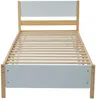 Massivholzbett, Einzelbett mit Lattenrost und Kopfteil, 90x200 cm, Holzbett, Jugendbett, Kiefer Bild 5
