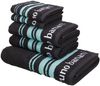 Bruno Banani Handtuch Set Daniel, 1 Duschtuch 70x140, 2 Handtücher 50x100, 2 Gästetücher 30x50, Walkfrottee (Set, 5-St), Streifen-Bordüre & Markenlogo, weich, 100% Baumwolle Bild 2