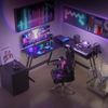 Devoko Gaming Tisch L Form mit Monitorständer, Eckschreibtisch für Gamer, Gaming Schreibtisch L Form, Groß Pc Computertisch, 120x120 cm, Kohlefaser Schwarz Bild 2