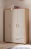 Babyzimmer Lilly Kinderzimmer Komplett Set in Asteiche und Kreidegrau matt Lack in verschiedenen Varianten wählbar - 8 teilig , Kleiderschrank + Babybett + Lattenrost + Umbauseiten + Wickelkommode + Seitenregal + Beistellschrank + Wandregal Bild 4
