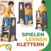 KIDIZ® Lernturm für Kinder ab 1 Jahr inkl. Lernuhr | 3-stufig Höhenverstellbarer Tritthocker aus Kiefernholz | spielerisch motorische Fähigkeiten fördern Montessori Learning Tower bis 50 kg belastbar Anthrazit / Hellbraun Bild 5