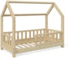 VitaliSpa Kinderbett Hausbett Wiki 70x140cm Natur Kinder Bett Holz Haus Schlafen Hausbett Spielbett Inkl. Lattenrost und Zaun Fallschutzgitter (Natur)