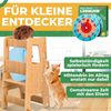 KIDIZ® Lernturm für Kinder ab 1 Jahr inkl. Lernuhr | 3-stufig Höhenverstellbarer Tritthocker aus Kiefernholz | spielerisch motorische Fähigkeiten fördern Montessori Learning Tower bis 50 kg belastbar Hellbraun Bild 3