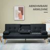 HOMCOM Schlafsofa, 3-Sitzer-Sofa, verstellbare Rückenlehne, Leinenoptik, mit Becherhalter, im Skandi-Design, bis 250 kg Belastbar, Dunkelgrau, 181 x 77 x 78 cm Bild 4