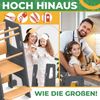 KIDIZ® Lernturm für Kinder ab 1 Jahr inkl. Lernuhr | 3-stufig Höhenverstellbarer Tritthocker aus Kiefernholz | spielerisch motorische Fähigkeiten fördern Montessori Learning Tower bis 50 kg belastbar Anthrazit / Hellbraun Bild 4