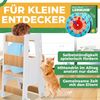 KIDIZ® Lernturm für Kinder ab 1 Jahr inkl. Lernuhr | 3-stufig Höhenverstellbarer Tritthocker aus Kiefernholz | spielerisch motorische Fähigkeiten fördern Montessori Learning Tower bis 50 kg belastbar Weiß / Hellbraun Bild 3