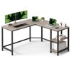 VASAGLE L-förmiger Eckschreibtisch mit 2 Ablagen, Industrie-Design, Schwarz/Natur, 138x138x76cm Bild 2