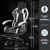 Devoko Massage Gaming Stuhl, Computer Bürostuhl mit Fußstütze, Racing Gamer Stuhl 150kg Belastbarkeit, 90-135° Rückenlehne einstellbar Ergonomischer PC Stuhl, 360° drehbar, Weiß Bild 3