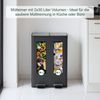 Relaxdays Mülleimer, 2 Fächer, je 30 l, entnehmbare Inneneimer, Fußpedal, Küche, Tretmülleimer, Eisen, schwarz/Silber Bild 2