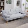 HOMCOM Schlafsofa, 3-Sitzer-Sofa, verstellbare Rückenlehne, Leinenoptik, mit Becherhalter, im Skandi-Design, bis 250 kg Belastbar, Hellgrau, 181 x 77 x 78 cm Bild 2