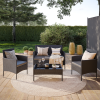 STEELSØN 'Thalora' Gartenlounge-Set, 4-tlg. Sitzgruppe mit Sofa, 2 Stühlen und Tisch, inkl. Kissen, schwarz/anthrazit, aus Polyrattan