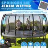 KESSER® Trampolin Outdoor, GS-Zertifikat, Gartentrampolin für Kinder & Erwachsene bis 150 kg mit Sicherheitsnetz, inklusive Tasche, Leiter, Randabdeckung & gepolsterten Netzstangen Anthrazit, Ø 244 cm Bild 2