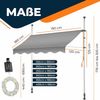 KESSER® Klemmmarkise mit Handkurbel & LED Lichterkette | Balkonmarkise ohne Bohren | Markise UV-beständig höhenverstellbar & wasserabweisend | Sonnenschutz für Balkon Terrasse & Garten Grau, 400cm Bild 5