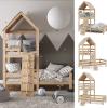 VitaliSpa Kinderbett Teddy 90x200cm Spielturm Bett Spielbett Jugendbett Hausbett Natur