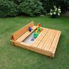 Promadino 'Donald' Sandkasten mit klappbarer Abdeckung, Holz honigbraun, 140 x 140 x 24 cm Bild 2