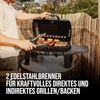 Enders Gasgrill Urban II, Tischgrill, Grillen-, Kochen- und Backen Funktion, 2 Brenner Edelstahl, mit Grill-Thermometer, Aluguss-Gehäuse, Gusseisen-Rost, Schwarz, 33,5 x 42 x 94 cm Bild 3