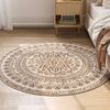 Songmics HOME Teppich rund, rutschfest, flauschig, maschinenwaschbar, Polyester, Filz, TPR, cappuccinobeige, 120 cm Bild 3