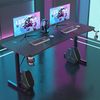 Devoko Gaiming Tisch 140x60 cm Gaming Schreibtisch Gamer Computertisch Ergonomischer PC Schreibtisch mit Getränkehalter und Kopfhörerhalter T-förmiger (Schwarz) Bild 2