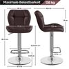Yaheetech 2er-Set Barhocker mit Fußstütze, Drehbar & Höhenverstellbar, Braun Bild 5