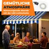KESSER® Klemmmarkise mit Handkurbel & LED Lichterkette | Balkonmarkise ohne Bohren | Markise UV-beständig höhenverstellbar & wasserabweisend | Sonnenschutz für Balkon Terrasse & Garten 350cm, Blau / Weiß Bild 3