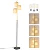 VASAGLE Stehleuchte, Standleuchte, Stehlampe mit 3 Glühbirnen, verstellbare Helligkeit, modern, Lampenschirm aus Stoff, 3 E27 Fassungen, gold-schwarz LFL003B02 Bild 2