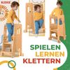 KIDIZ® Lernturm für Kinder ab 1 Jahr inkl. Lernuhr | 3-stufig Höhenverstellbarer Tritthocker aus Kiefernholz | spielerisch motorische Fähigkeiten fördern Montessori Learning Tower bis 50 kg belastbar Hellbraun Bild 5