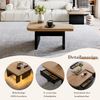 LVHOM Satztisch 2er Set mit LED und Schubladen, Couchtisch Scandi, Beistelltisch Wohnzimmertisch Kaffeetisch 135x60cm/90x90 cm, Eiche&Schwarz Bild 3