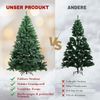 Künstlicher Weihnachtsbaum Weihnachtsdeko 195cm PVC Material mit 1000+ Spitzen Thickened Branches mit dekorativen Schleifen & Grußkarten, Stabiler Metallständer Bild 4