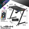 KESSER® Gaming Schreibtisch LED, Z-Form, Kopfhörerhaken, Kohlebeschichtung, ergonomisch, mit Mauspad & Getränkehalter, Schwarz Carbon mit LED, 100 x 60 cm Bild 4
