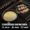 Enders Gasgrill Urban II, Tischgrill, Grillen-, Kochen- und Backen Funktion, 2 Brenner Edelstahl, mit Grill-Thermometer, Aluguss-Gehäuse, Gusseisen-Rost, Schwarz, 33,5 x 42 x 94 cm Bild 4