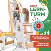 KIDIZ® Lernturm für Kinder ab 1 Jahr inkl. Lernuhr | 3-stufig Höhenverstellbarer Tritthocker aus Kiefernholz | spielerisch motorische Fähigkeiten fördern Montessori Learning Tower bis 50 kg belastbar Weiß / Hellbraun Bild 2