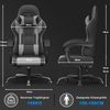 Devoko Gaming Stuhl mit Massagefunktion, Bürostuhl Ergonomisch mit Verstellbarer Ruckenlehne (90-135), Schreibtischstuhl mit Bewegliche Armlehne, max 150kg, Grau Bild 3
