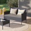 STEELSØN 'Thalora' Gartensofa 2er-Sitzer inkl. Kissen, schwarz/anthrazit, aus Polyrattan