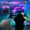 KESSER® Gaming Tisch LED | Z-Form Gamer Schreibtisch | Kopfhörerhaken & Kohlebeschichtung | Ergonomischer PC Computertisch | Stabiler Tisch mit Mauspad & Getränkehalter 120 x 60 cm, Schwarz Carbon Bild 5