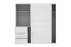 Jugendzimmer Gaming Zimmer Tezaur Snow 6 teiliges Komplett Set mit großem Gamer Schreibtisch 140x200 Jugendbett Schwebetürenschrank Kleiderschrank Kommode Nachttisch Comptertisch Gamingzimmer - MD110948 Bild 5