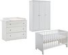 Arthur Berndt 'Thilo' Babyzimmer Komplettset 3-teilig, Kinderbett (70x140 cm), Wickelkommode mit Wickelaufsatz und Kleiderschrank MDF Weiß Bild 2