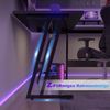 Devoko Gaming Tisch L Form mit Monitorständer, Eckschreibtisch für Gamer, Gaming Schreibtisch L Form, Groß Pc Computertisch, 120x120 cm, Kohlefaser Schwarz Bild 5