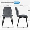 Yaheetech 2er Set Esszimmerstühle mit hoher Rückenlehne, bis 136 kg, Stoff Dunkelgrau, 44 x 58,5 x 82 cm Bild 4
